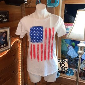Liberty Park American flag short sleeve shirt top NWOT